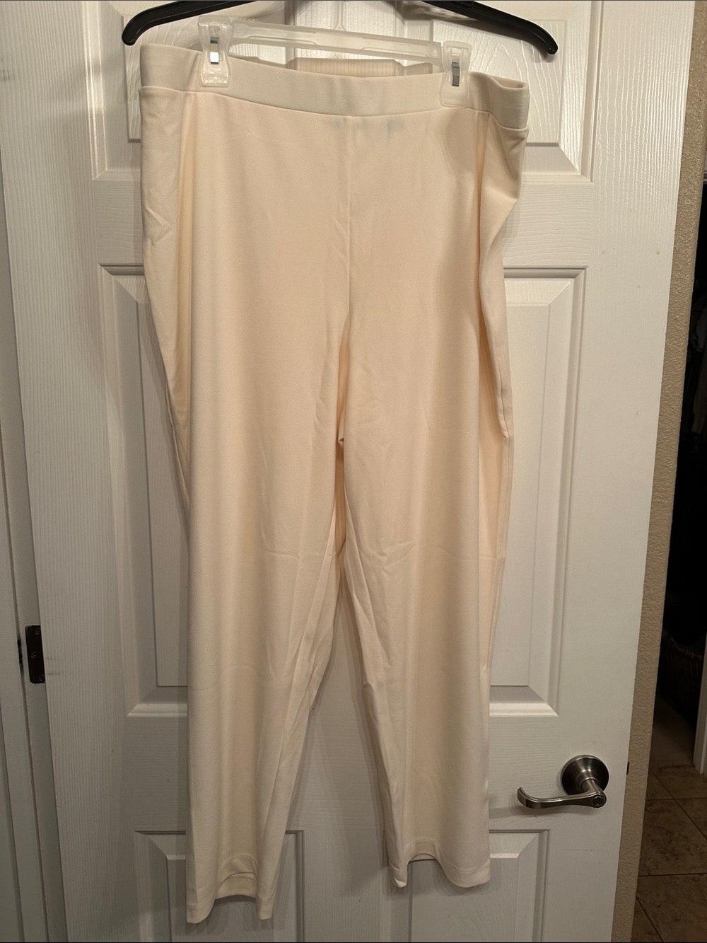 #43- IMAN Straight-Leg Pull-On Pants in Soft Cream